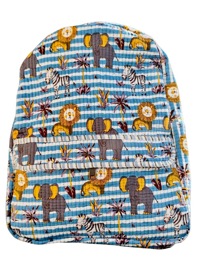 Kids Quilted Backpack- Handblock printed