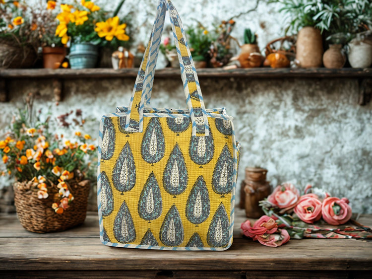 HANDBLOCK PRINTED LUNCH BAGS