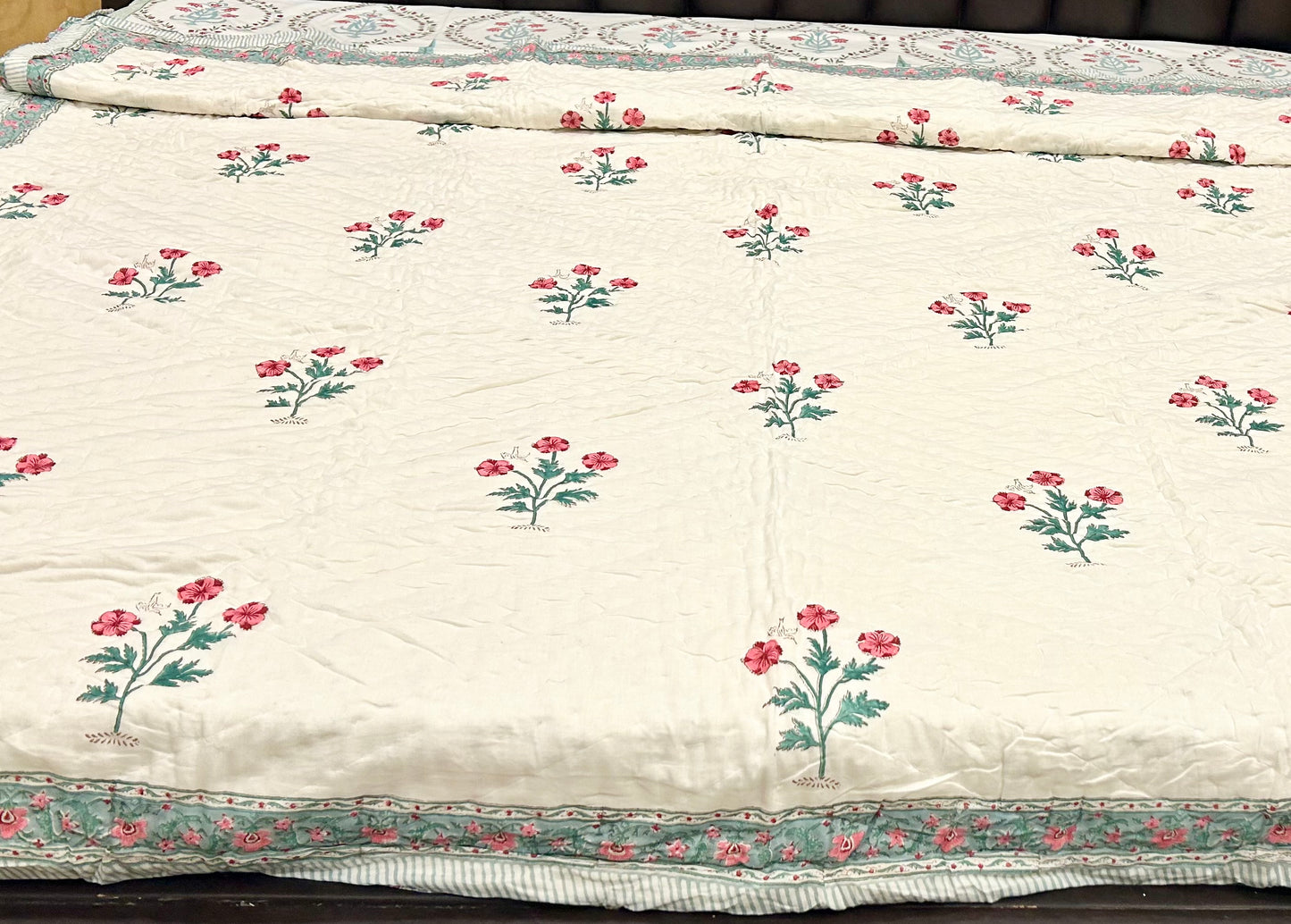 RAJASTHAN PARADISE PURE HANDBLOCK PRINT MULMUL COTTON QUILT