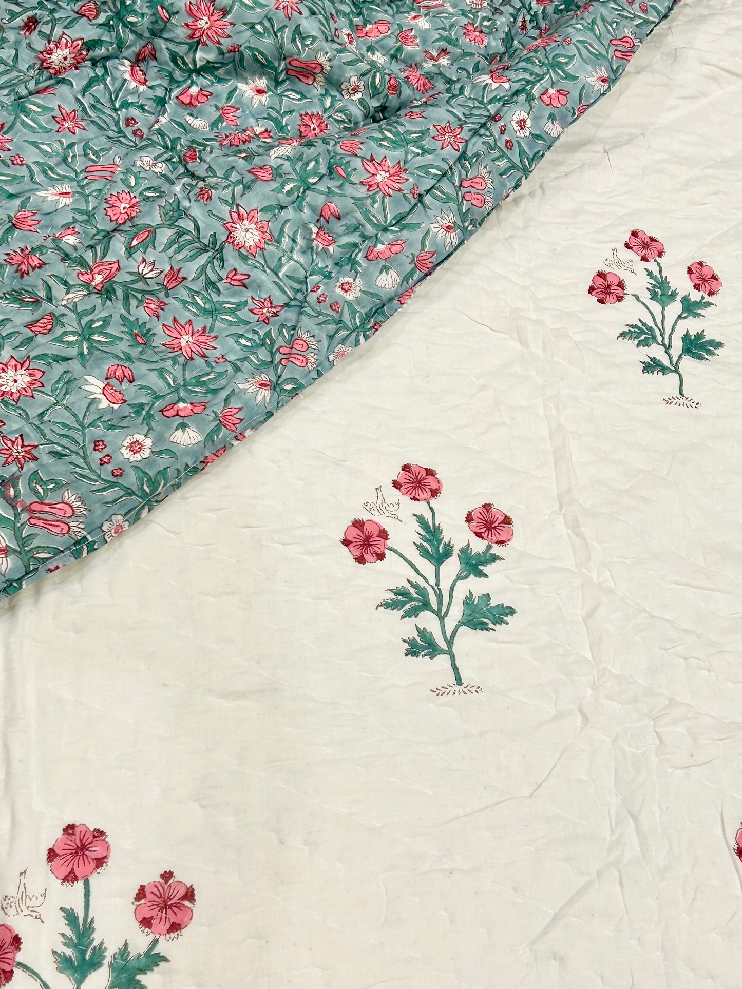 RAJASTHAN PARADISE PURE HANDBLOCK PRINT MULMUL COTTON QUILT