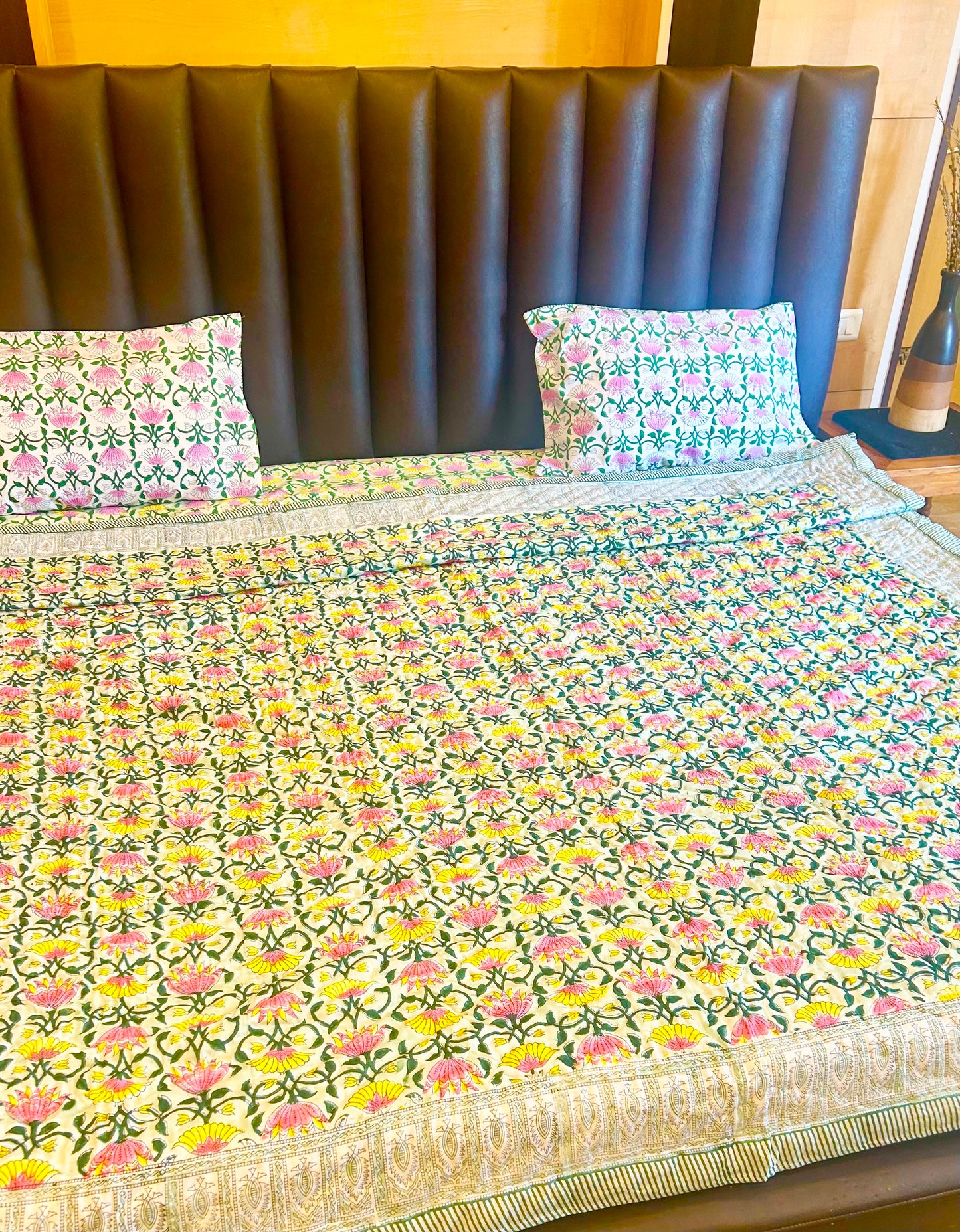 BUNDLE OF JOY- HANDBLOCK PRINTED PURE MULMUL COTTON QUILT