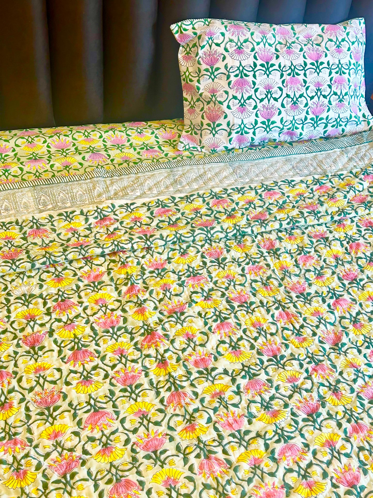 BUNDLE OF JOY- HANDBLOCK PRINTED PURE MULMUL COTTON QUILT