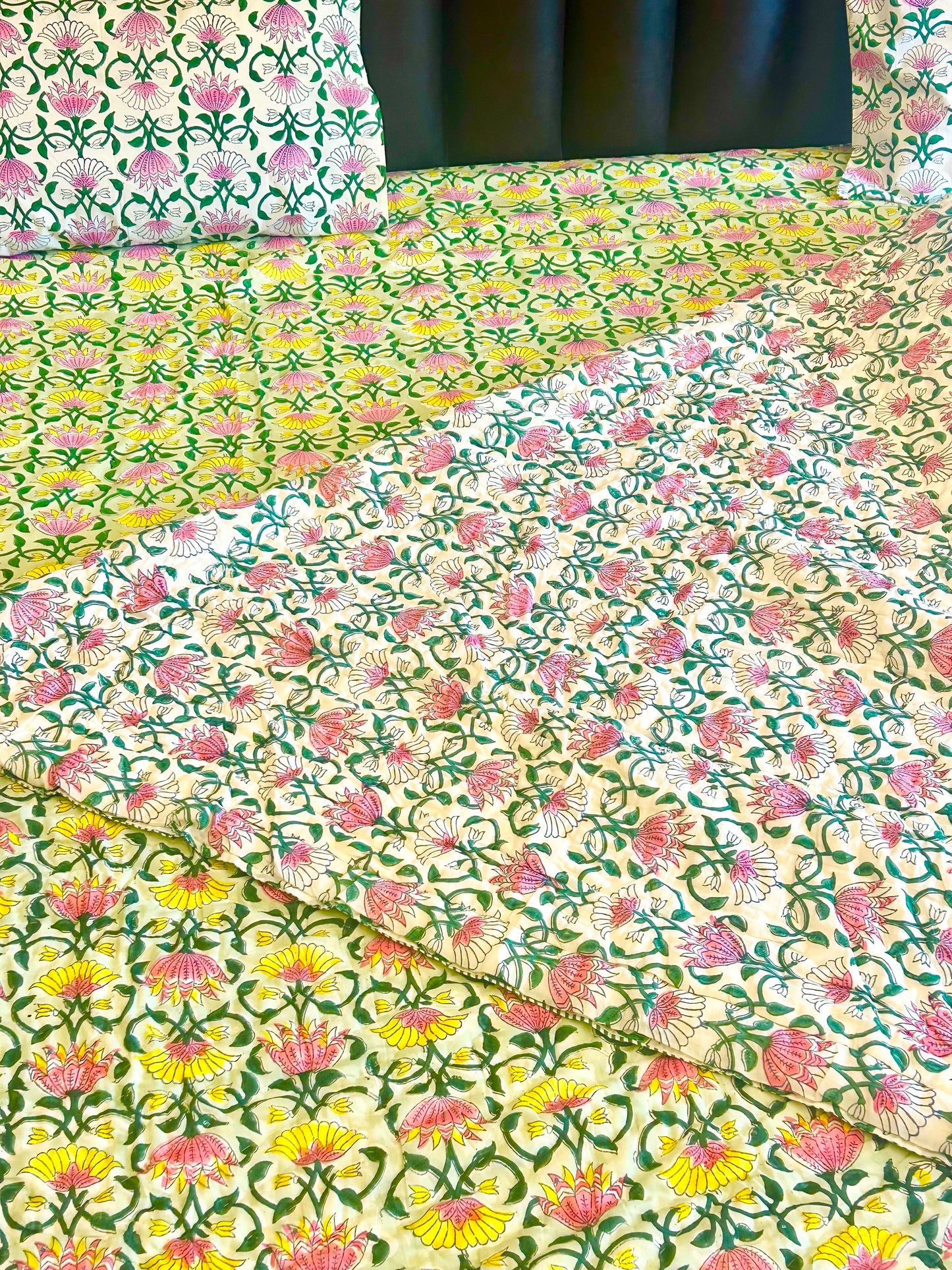 BUNDLE OF JOY- HANDBLOCK PRINTED PURE MULMUL COTTON QUILT