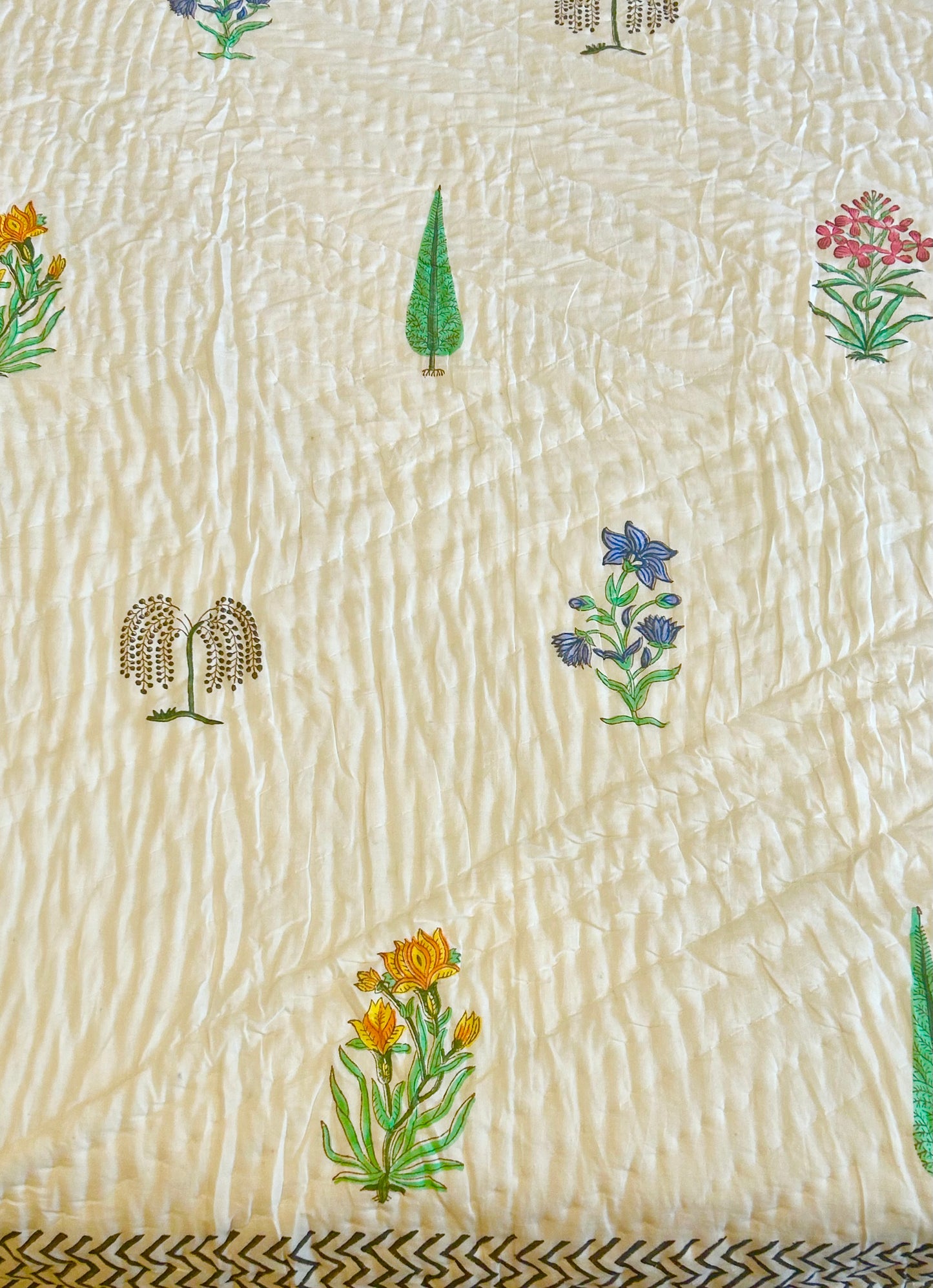 RAINBOW SPIRIT- HANDBLOCK PRINT PURE MULMUL COTTON QUILT