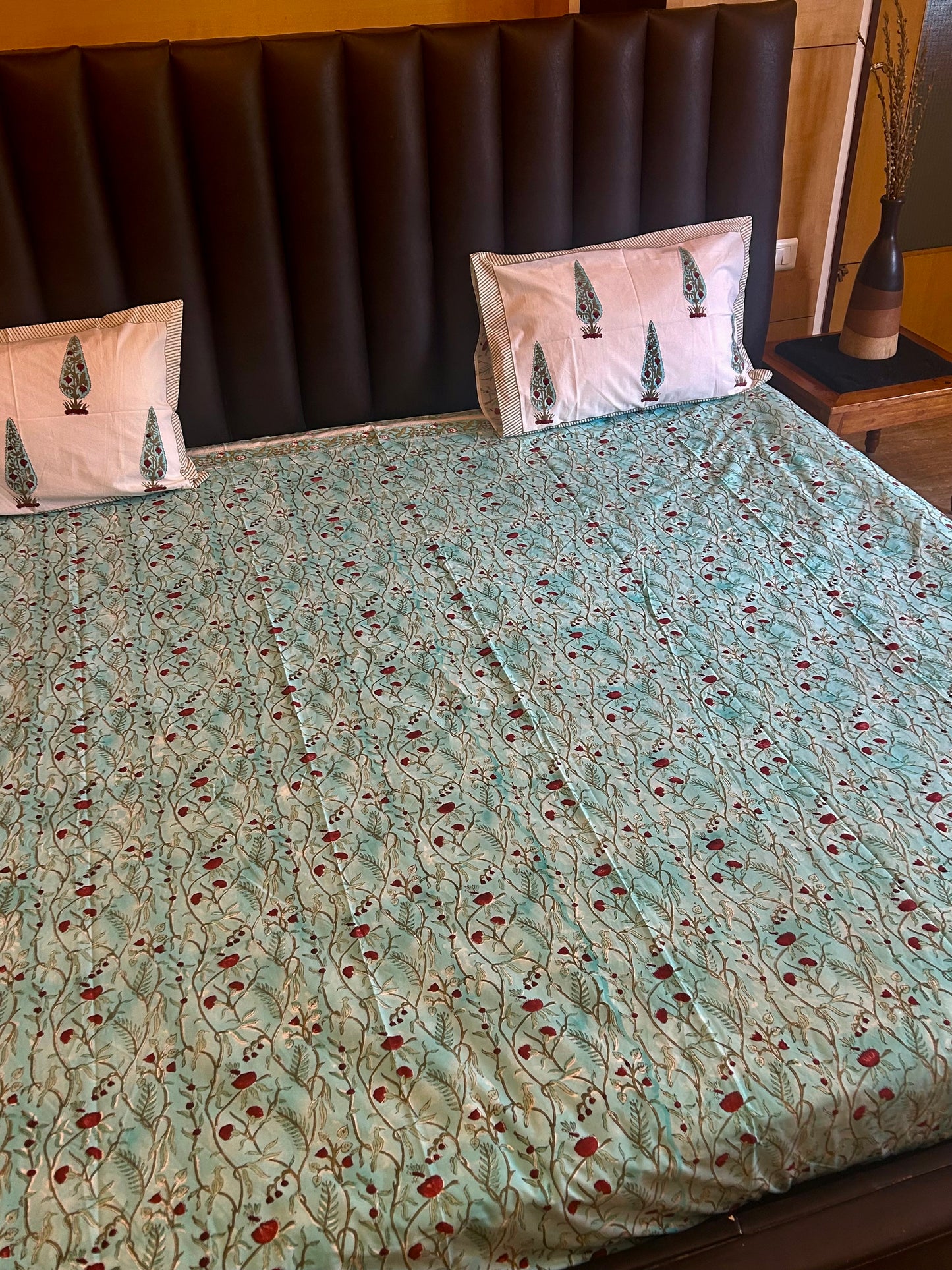 Flora Handblock printed bedsheet