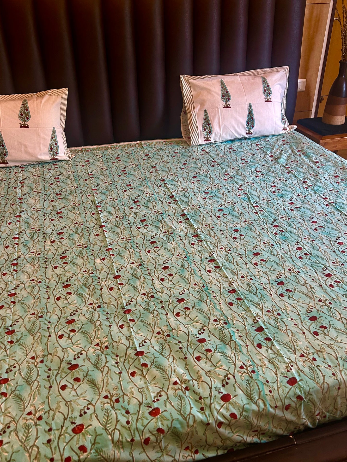 Flora Handblock printed bedsheet