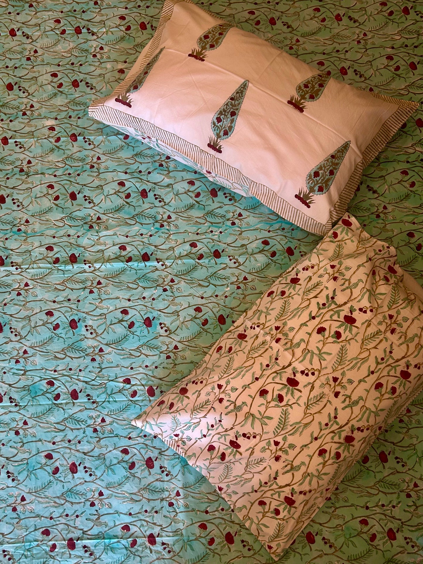 Flora Handblock printed bedsheet