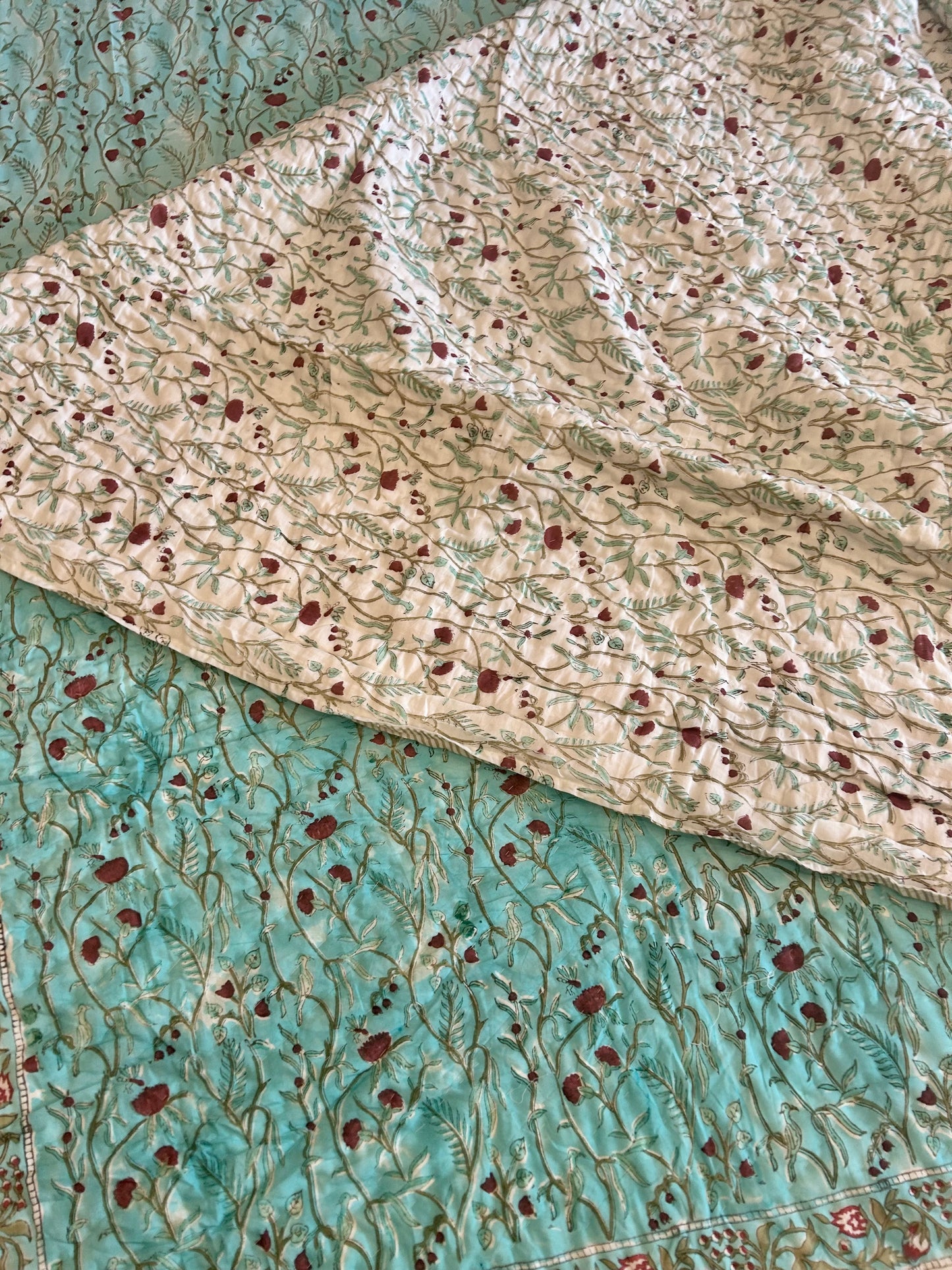 FLORA HANDBLOCK PRINT PURE MULMUL COTTON QUILT