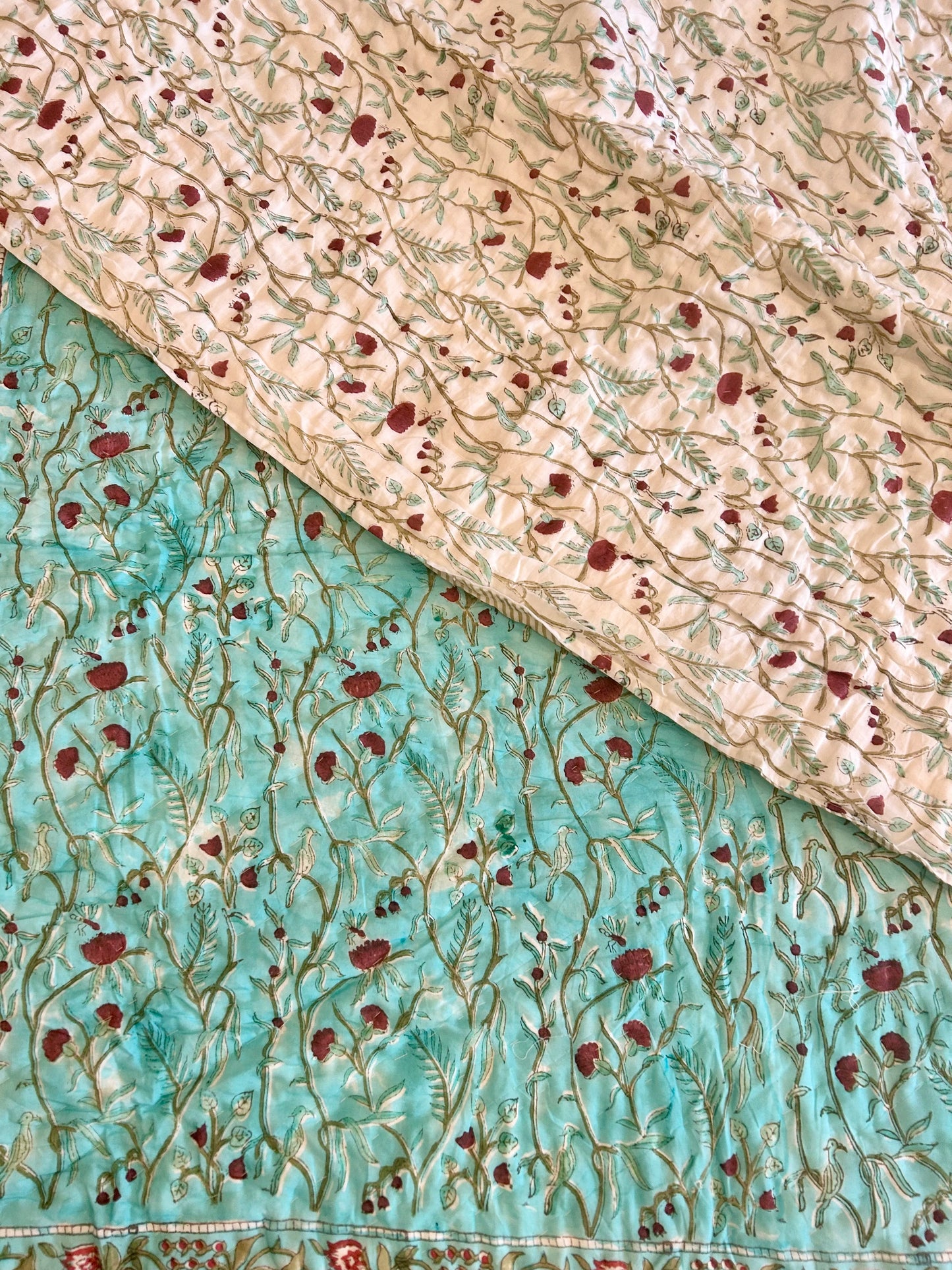 FLORA HANDBLOCK PRINT PURE MULMUL COTTON QUILT