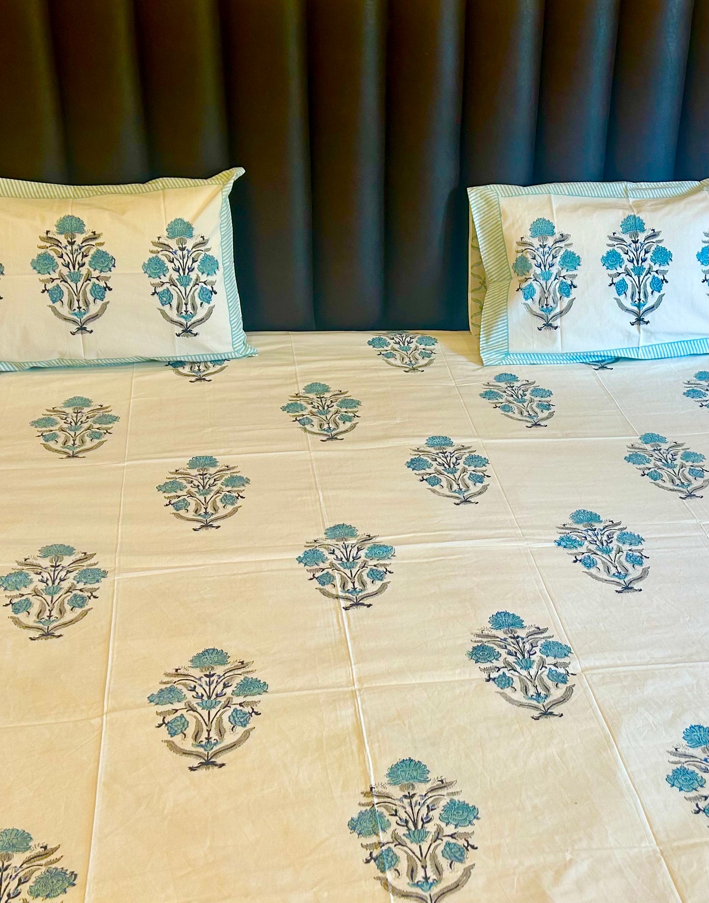 Blue lagoon Handblock printed bedsheet