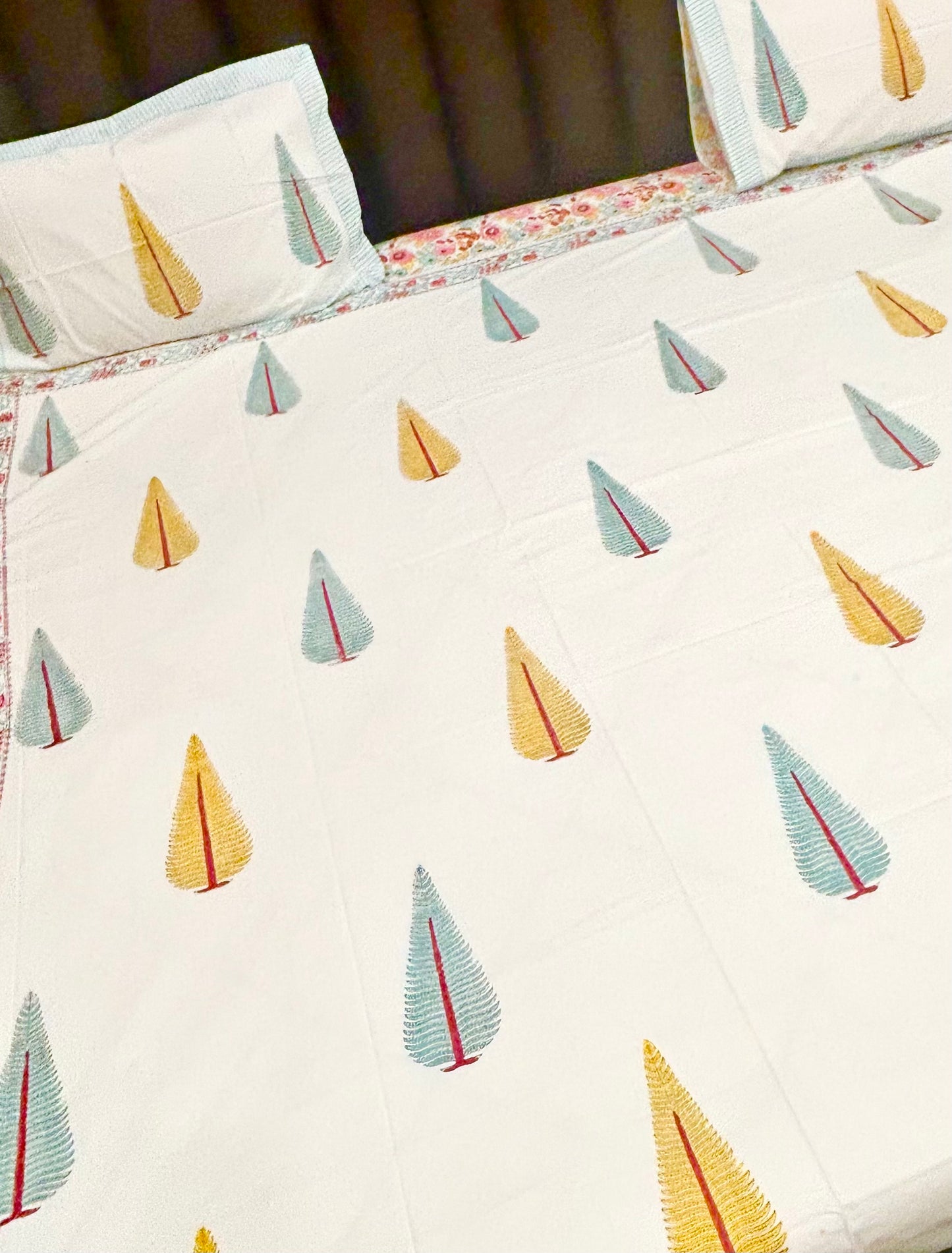 Autumn meadow- Handblock Printed Bedsheet