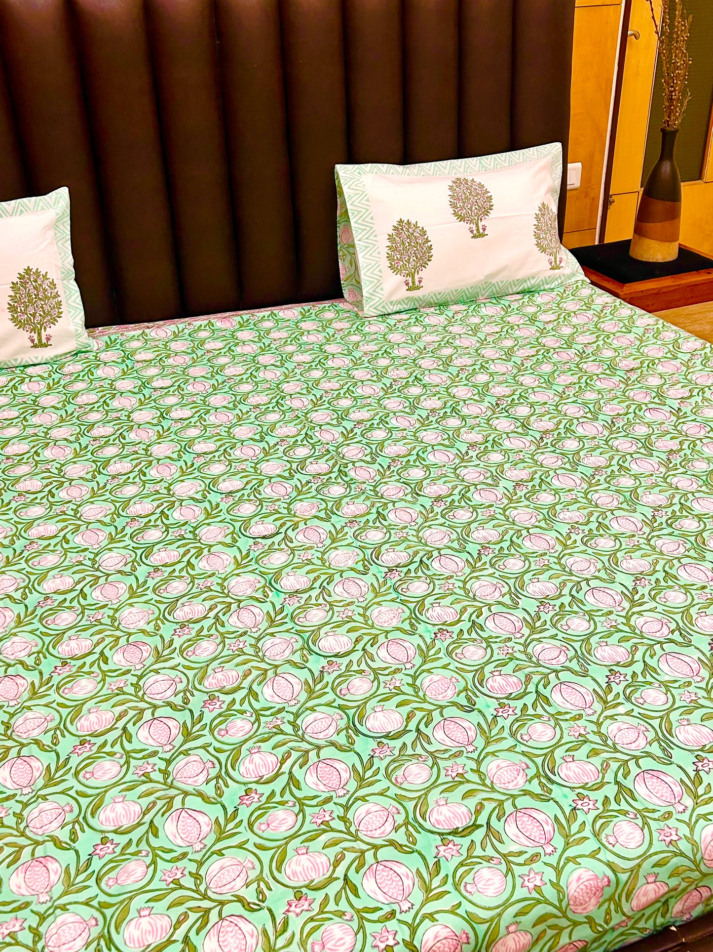 Pomegranate Haven Handblock Printed Bedsheet