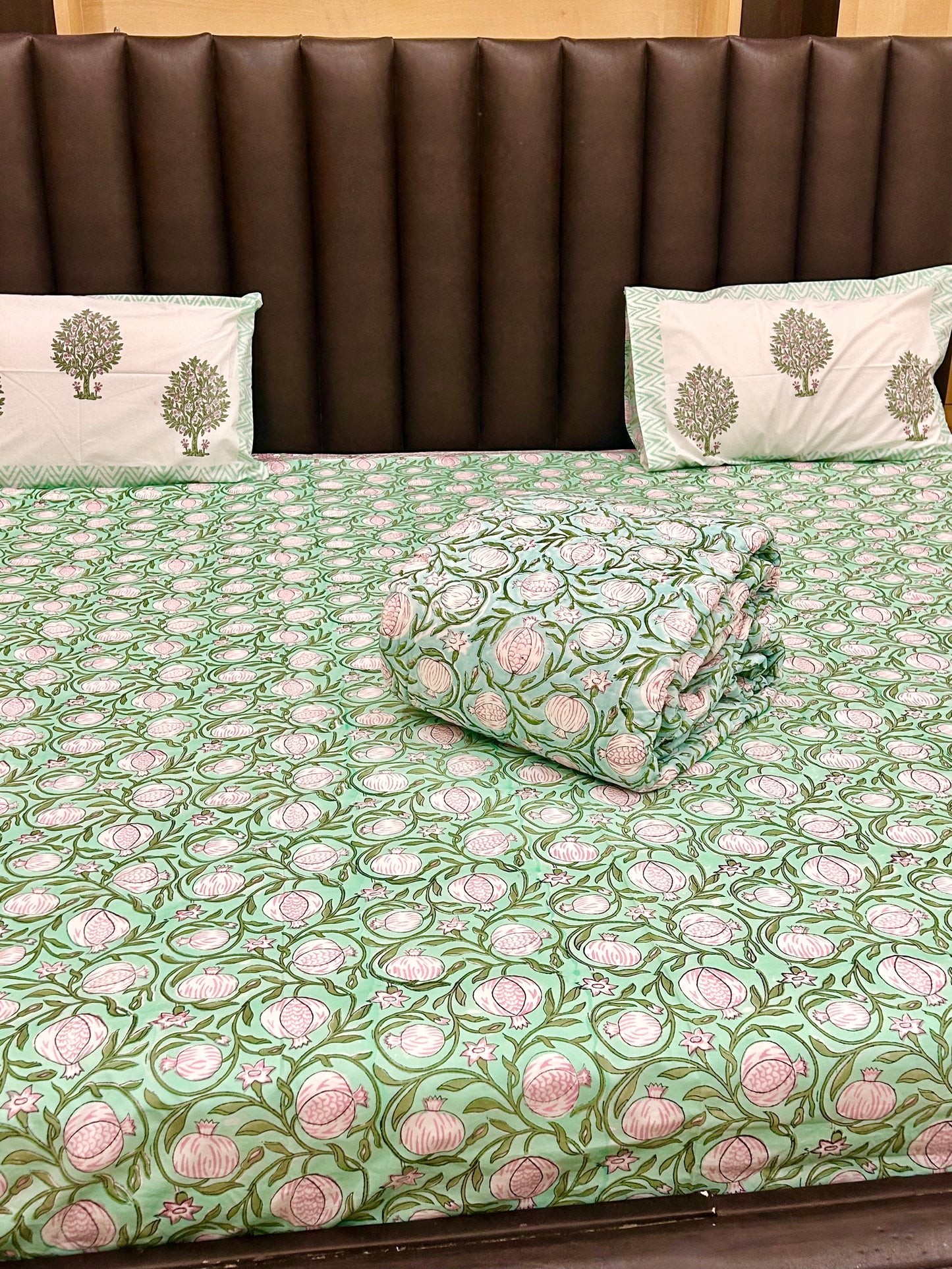 Pomegranate Haven Handblock Printed Bedsheet