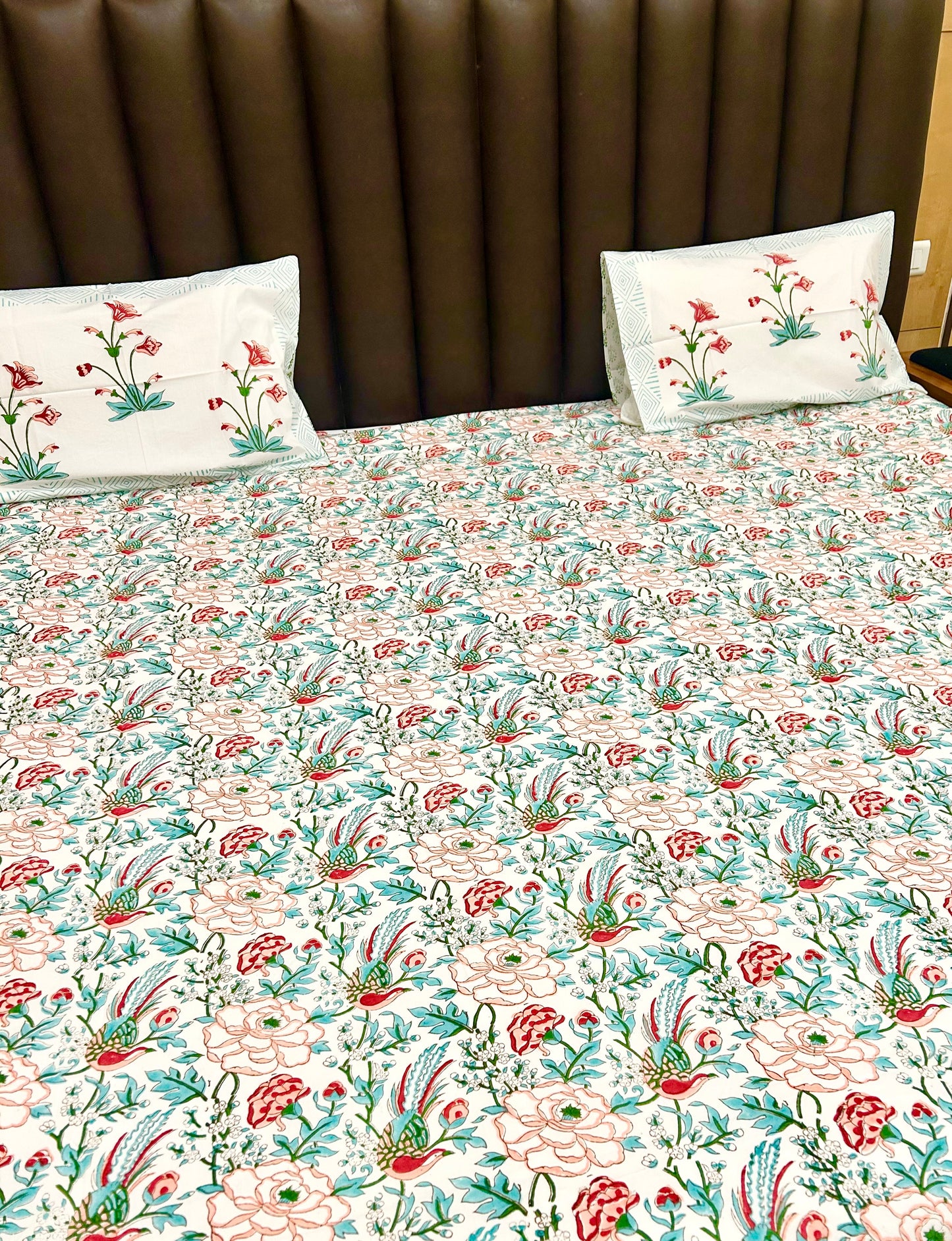 Jade dew Handblock Printed Bedsheet
