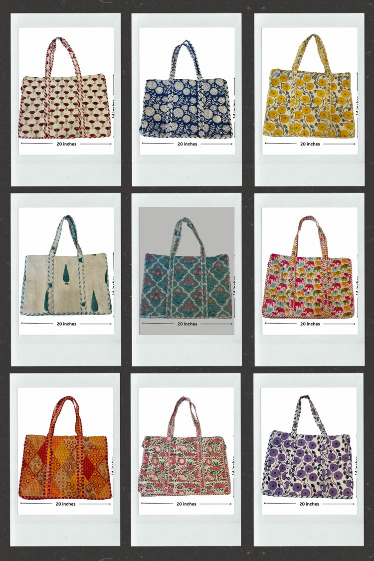 Extralarge handblock printed travel  tote bag