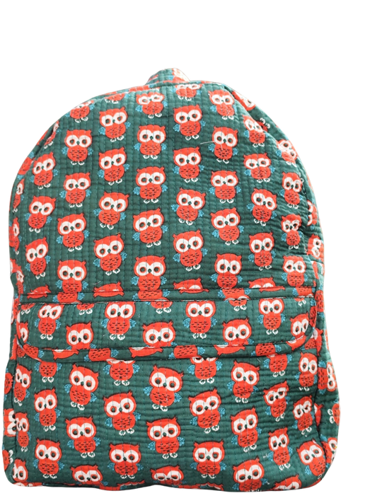 Kids Backpack - Green owl