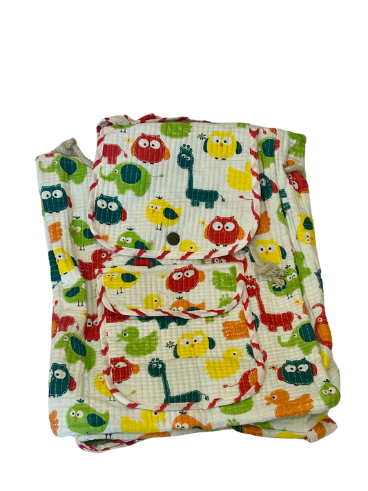 Handblock printed 100% eco friendly kids school bags