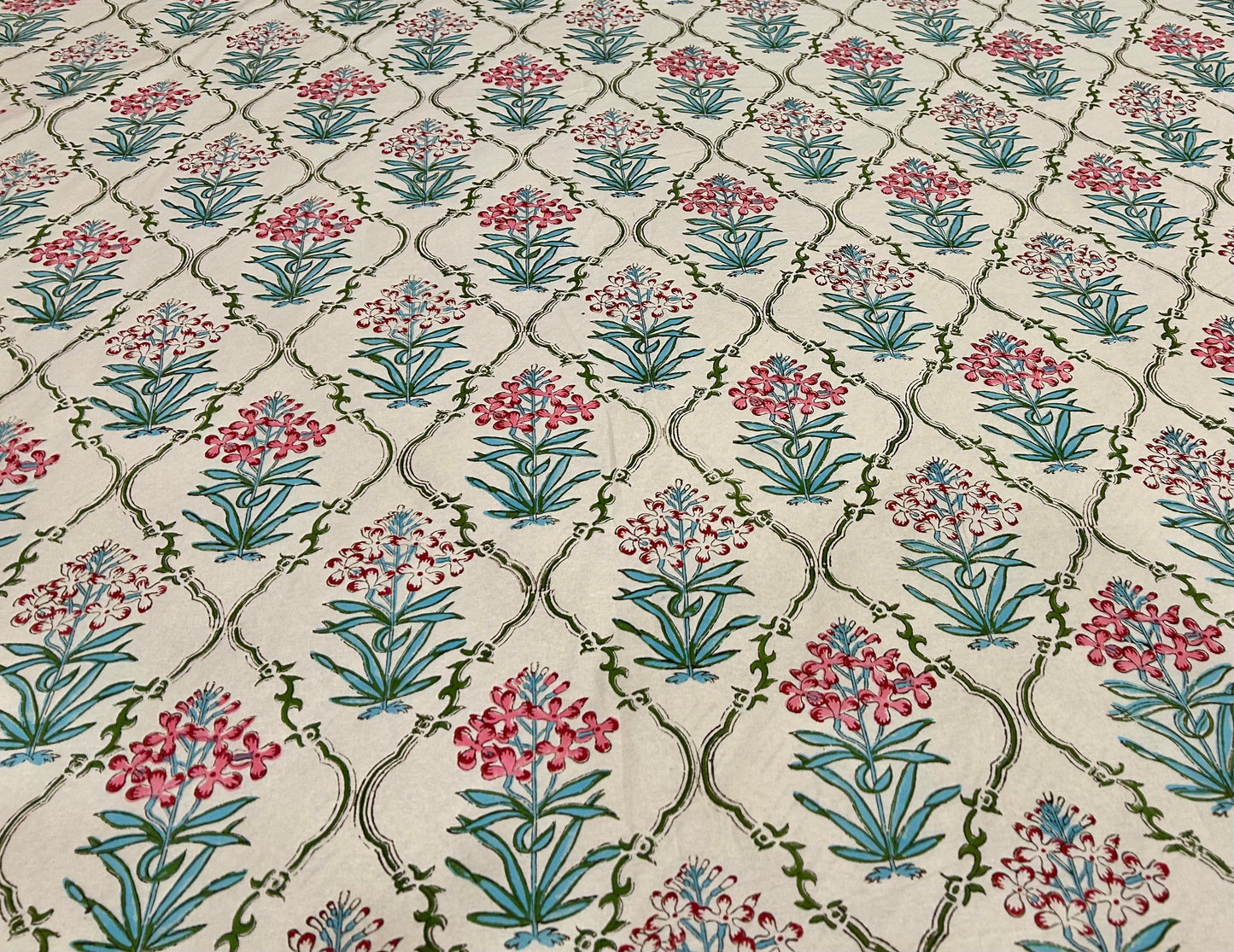 FLORAL EXTRAVAGANZA HANDBLOCK BEDSHEET