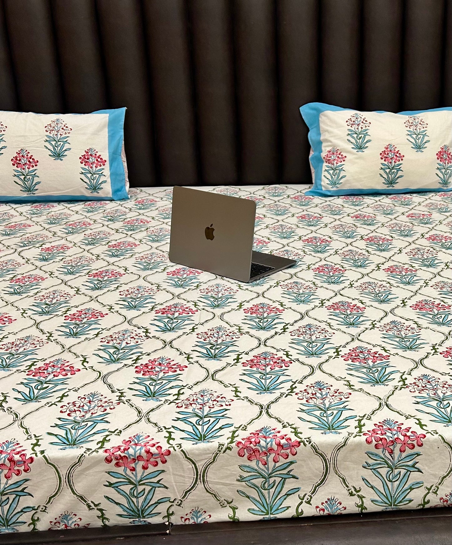 FLORAL EXTRAVAGANZA HANDBLOCK BEDSHEET