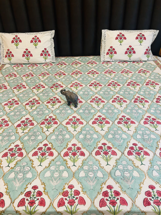 MUGHAL GARDEN HANDBLOCK BEDSHEET