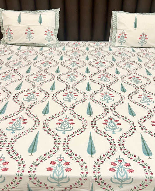 Blooming Haveli Handblock bedsheet