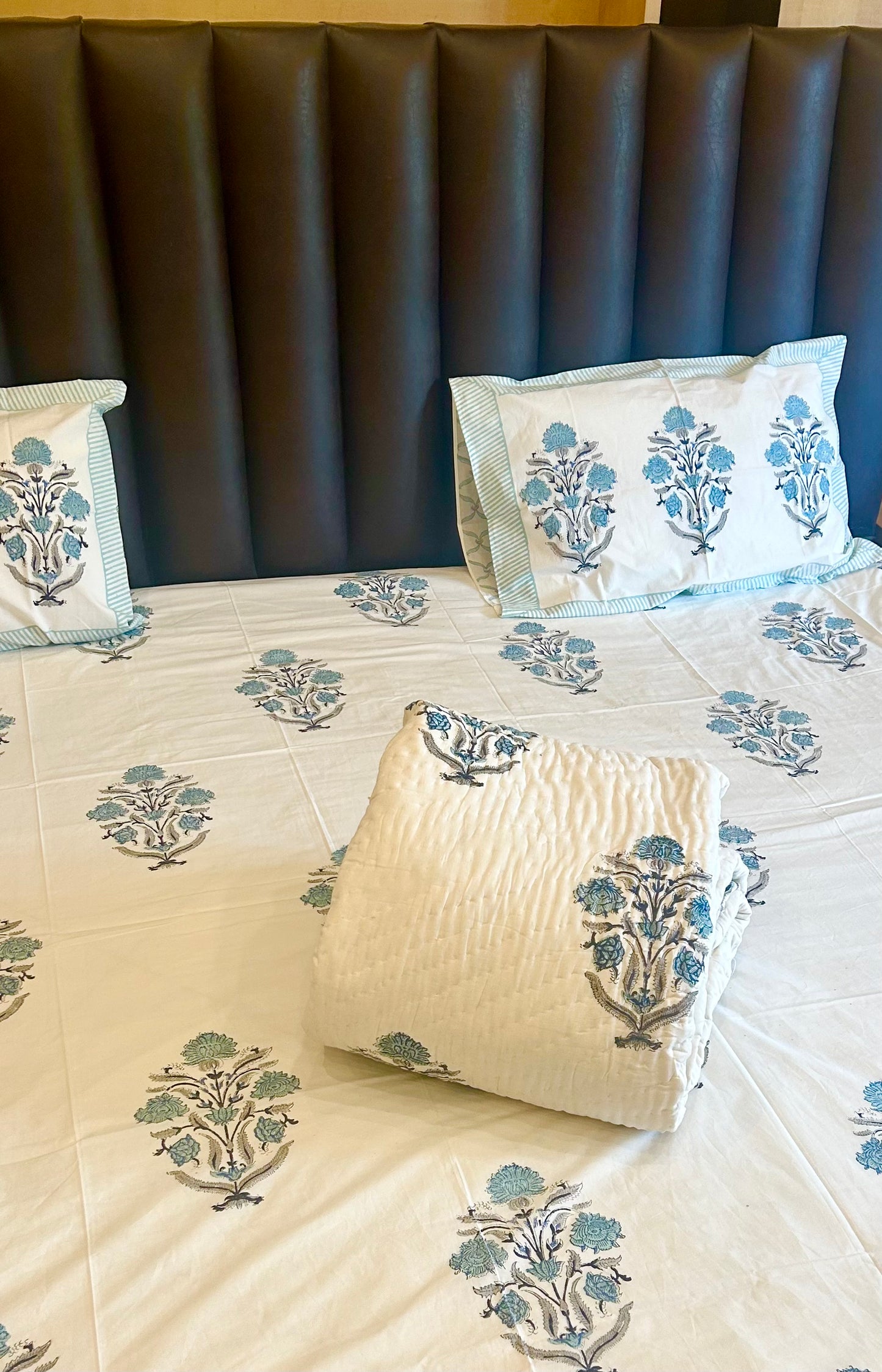 Blue lagoon Handblock printed bedsheet