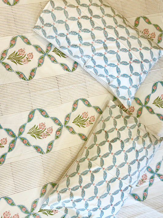Flowers of love- Handblock Printed Bedsheet