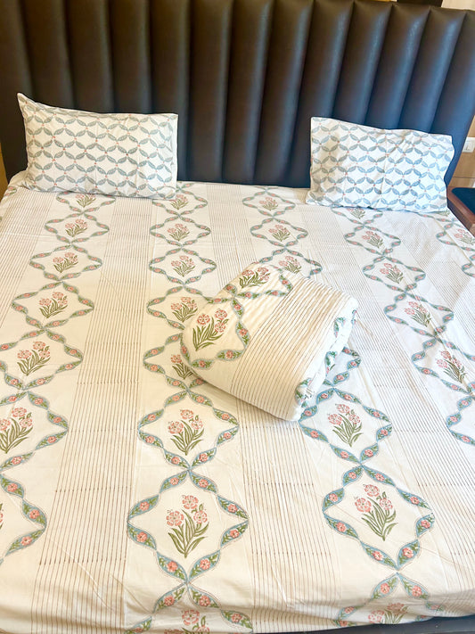 HANDBLOCK PRINT PURE MULMUL COTTON QUILT