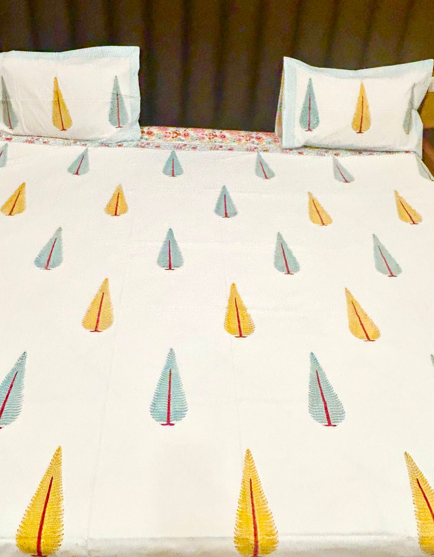 Autumn meadow- Handblock Printed Bedsheet