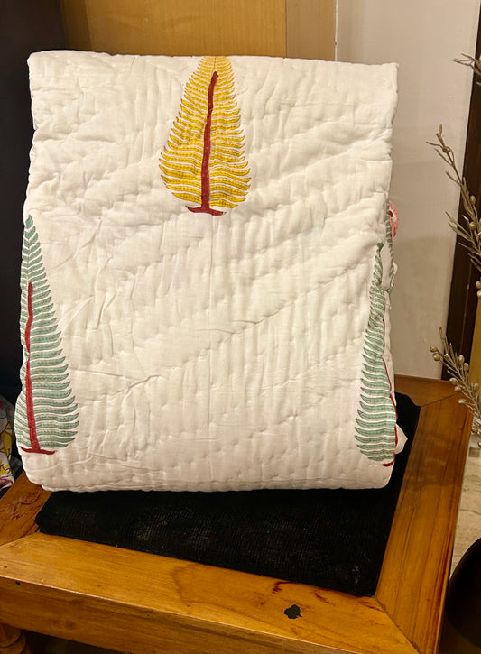 HANDBLOCK PRINT PURE MULMUL COTTON QUILT