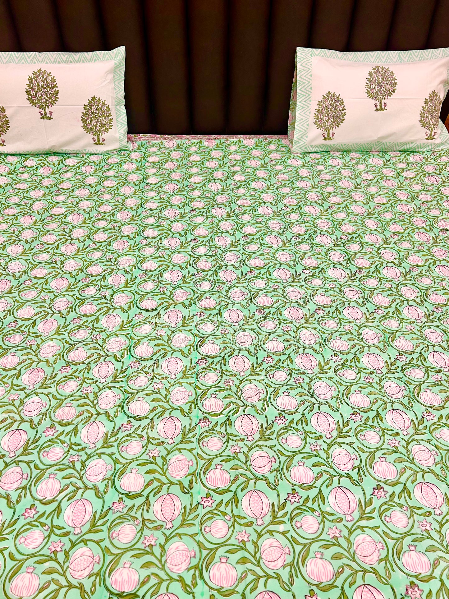 Pomegranate Haven Handblock Printed Bedsheet