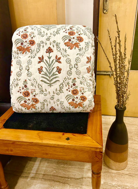 HANDBLOCK PRINT PURE MULMUL COTTON QUILT