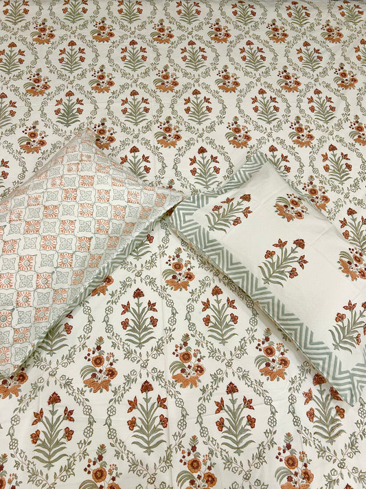 Floral Handblock Printed Bedsheet