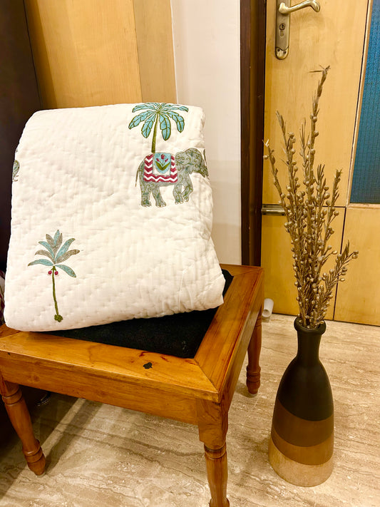 HANDBLOCK PRINT PURE MULMUL COTTON QUILT