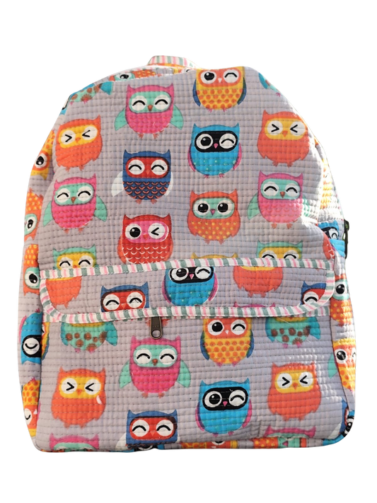 Kids Backpack- owl grey